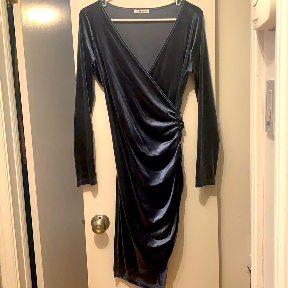 Dusty Blue/Gray Velvet Dress